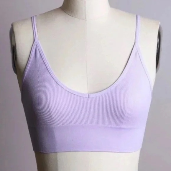 Lavender Low Back Seamless Solid Bralette Womens - Picture 1 of 5